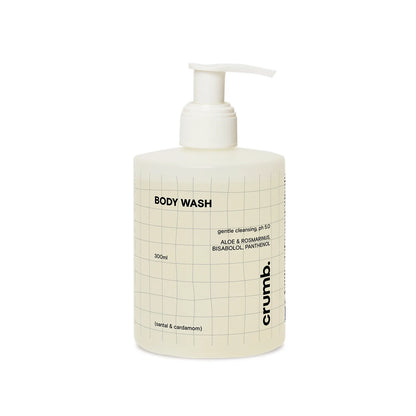 Crumb Shower Gel Santal & Cardamon bottle with pump on a white background