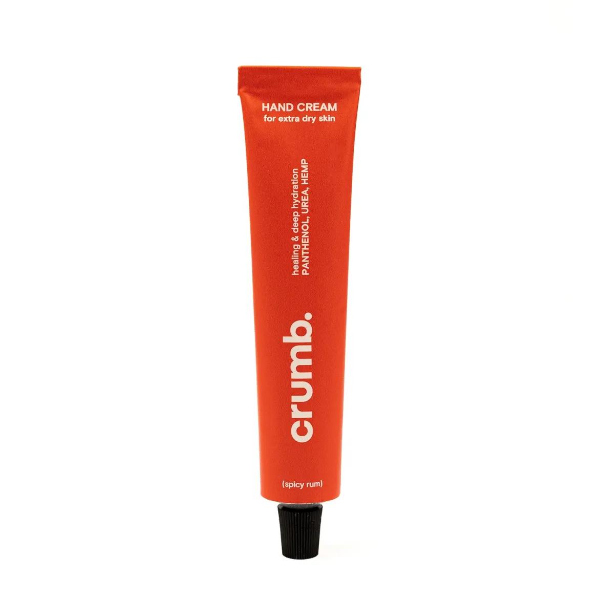 Crumb hand cream spicy rum scent on a white background