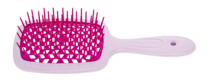 Janeke Purple hairbrush with a white handle on a white background