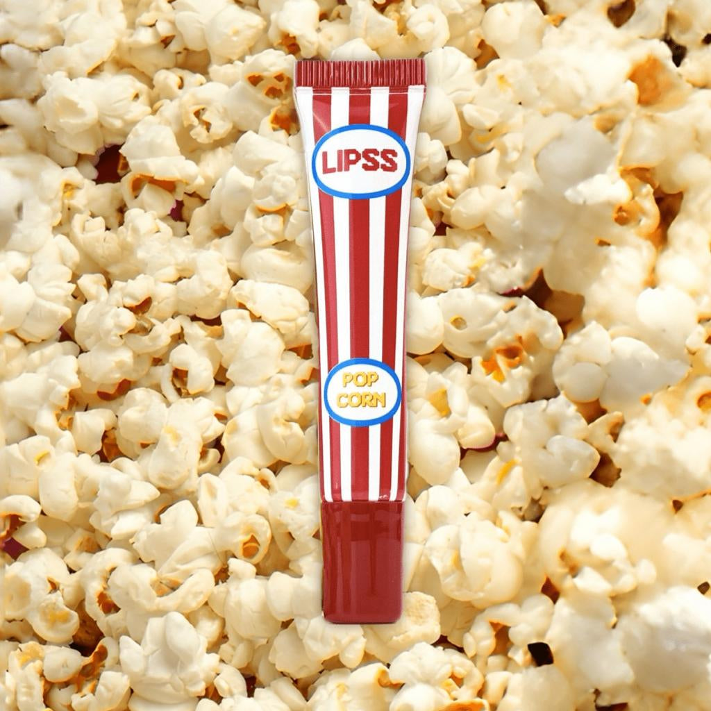Lipss lip gloss popcorn on a popcorn background

