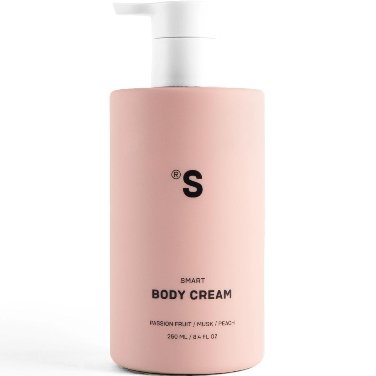 Sister's Aroma Body Cream Passion Fruit bottle with a white pump on a white background