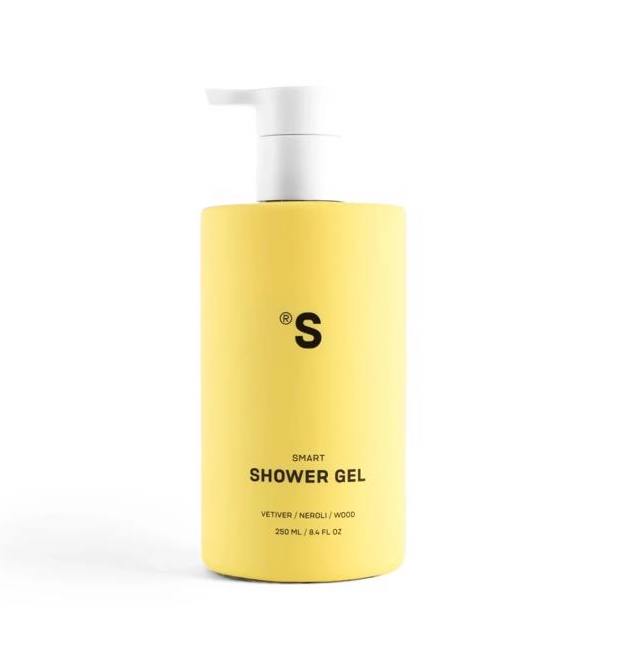 Sister's Aroma Shower Gel Vetiver yellow bottle with pump on a white background