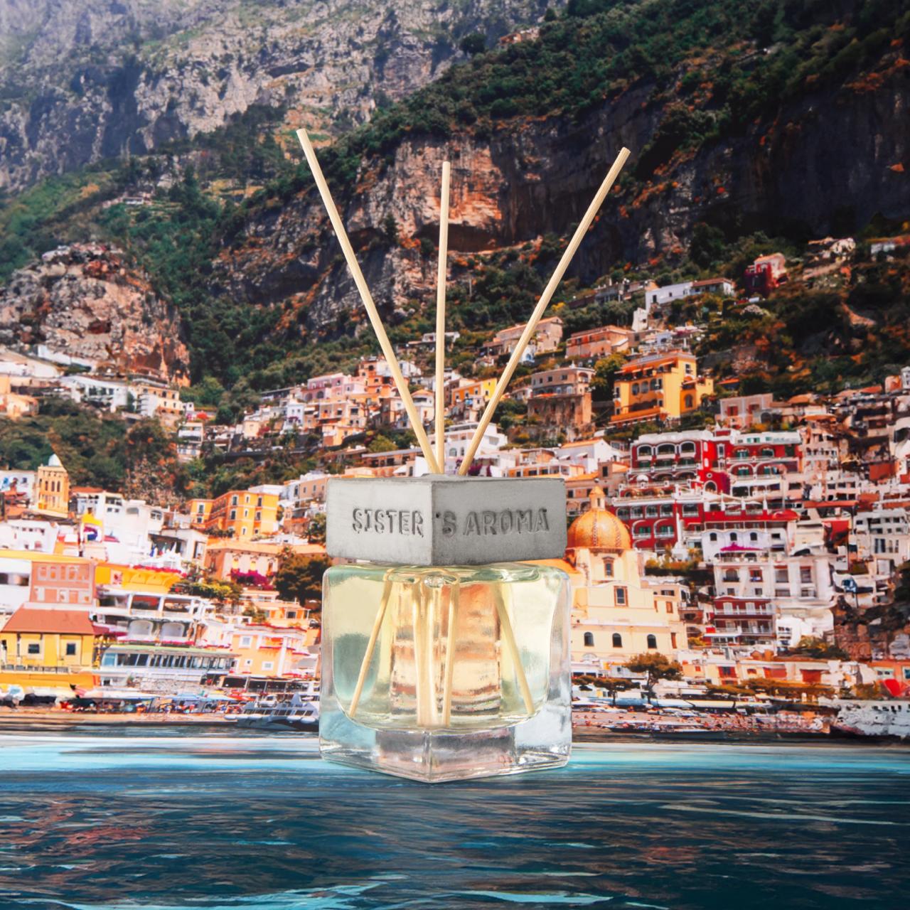 Sister's Aroma Home Fragrance Amalfi Siesta  Amalfi coast background