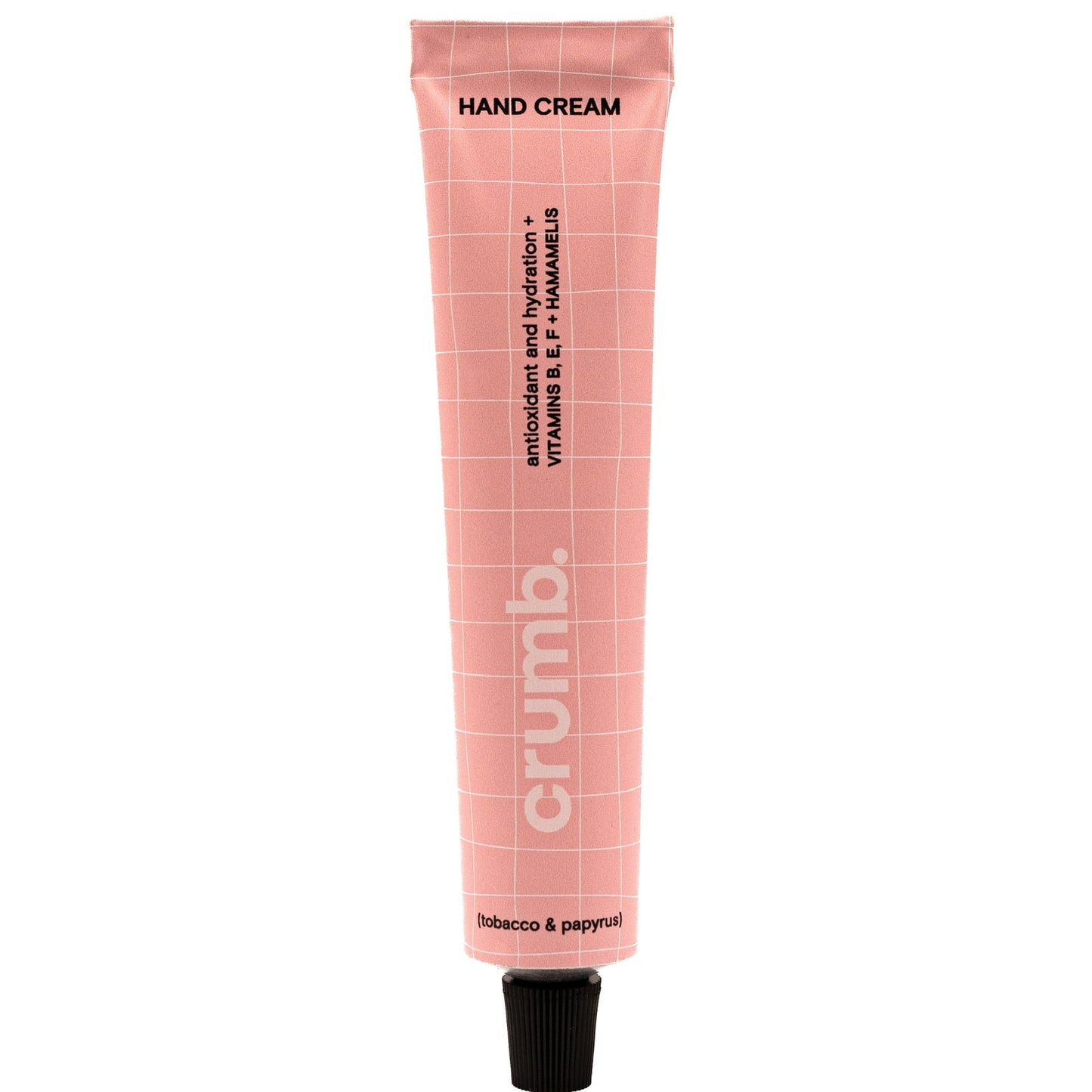 crumb pink hand cream tube tobacco & papyrus on a white background